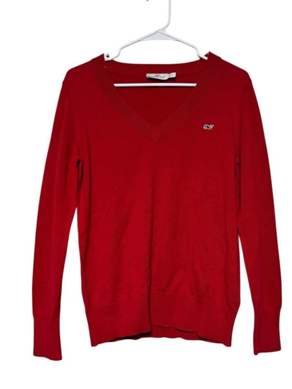 Vineyard Vines Red V-neck 100% Cotton Sweater Women Size S Preppy Nautical
